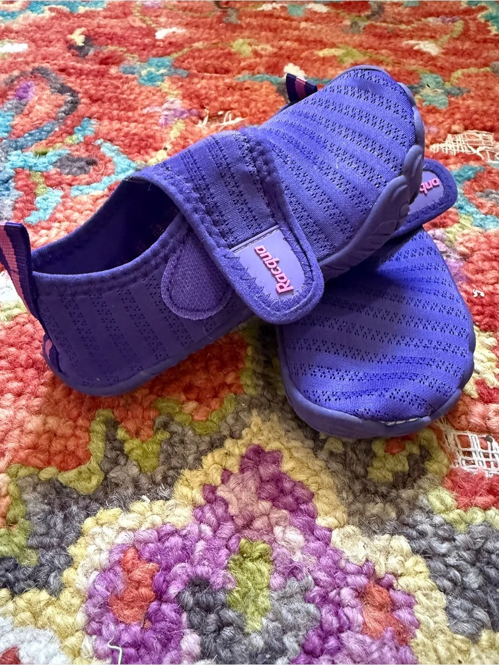 Kids Purple Water Shoes with Hook-and-Loop Strap